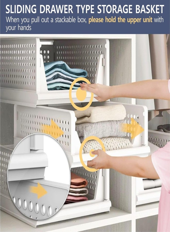Aditya Polymers Pack of 4 Pcs (Large) Clothes Organizer For Wardrobe Cupboard| Foldable Stackable| MultiPurpose Adjustable Sliding Tray Basket| Almirah Closet Space Organiser| Shirt Stacker - Image 3